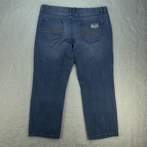 Mudd Capri Jeans Womens Sz 34 Blue Straight Leg Mid Rise Distressed 34x23 - Picture 3 of 8